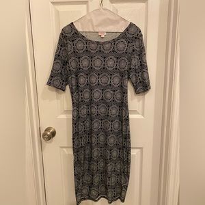 LulaRoe Julia dress size small black and white.